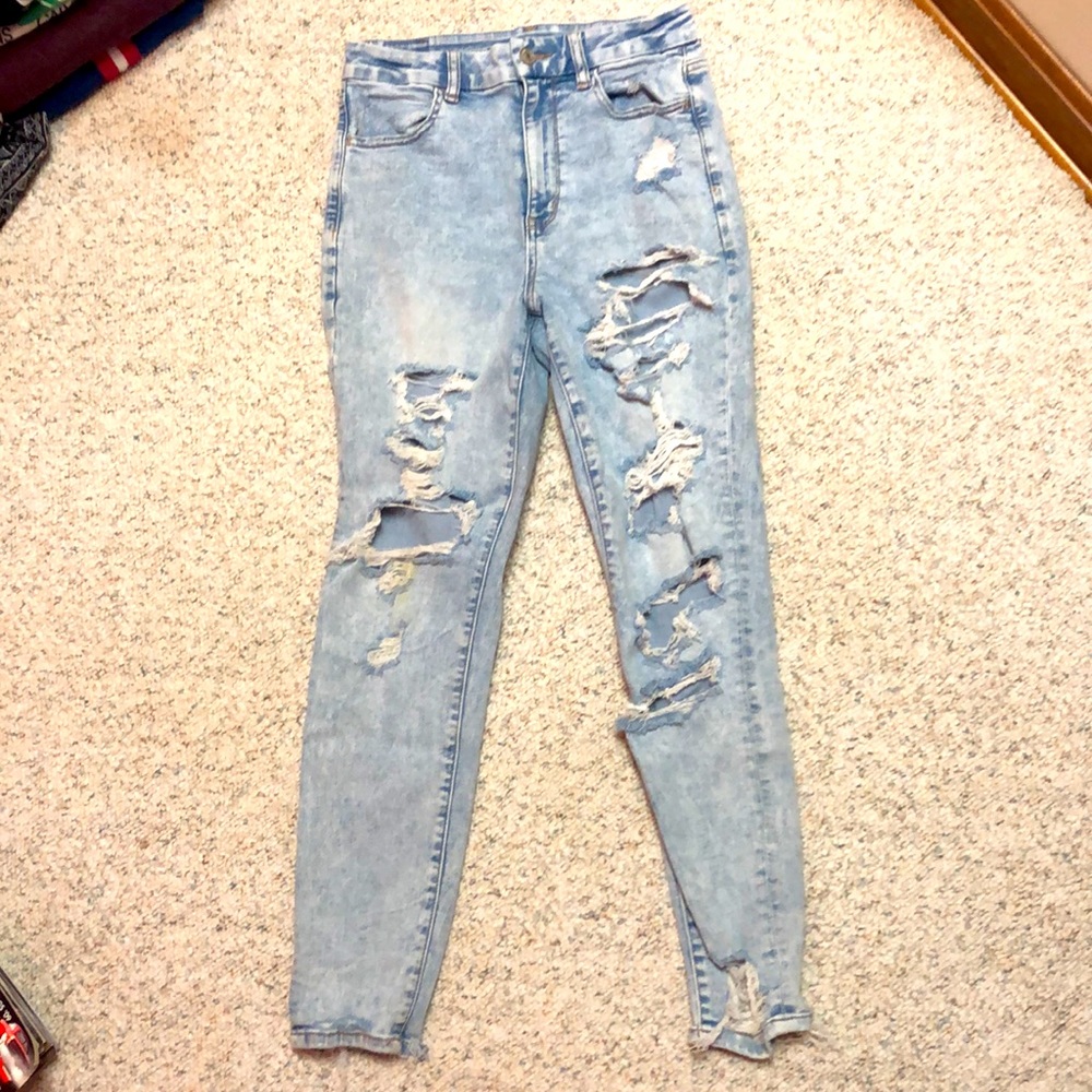 American eagle ne(x)t level stretch curvy super hi-rise leggings distressed - Picture 1 of 9